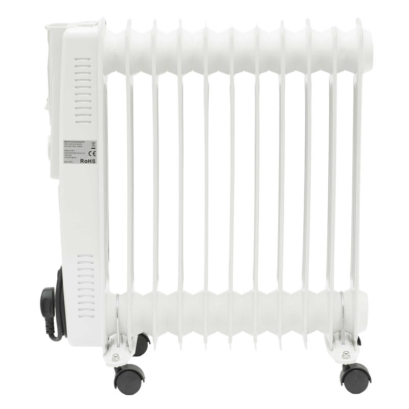 NeoDirect 2500W 8530 BTU Electric Radiator Space Heater with Adjustable Thermostat, White