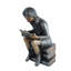 NIFAO Bronze Girl Reading Statue on Book Stack Library Sculpture Art 8" x 6" x 15"H