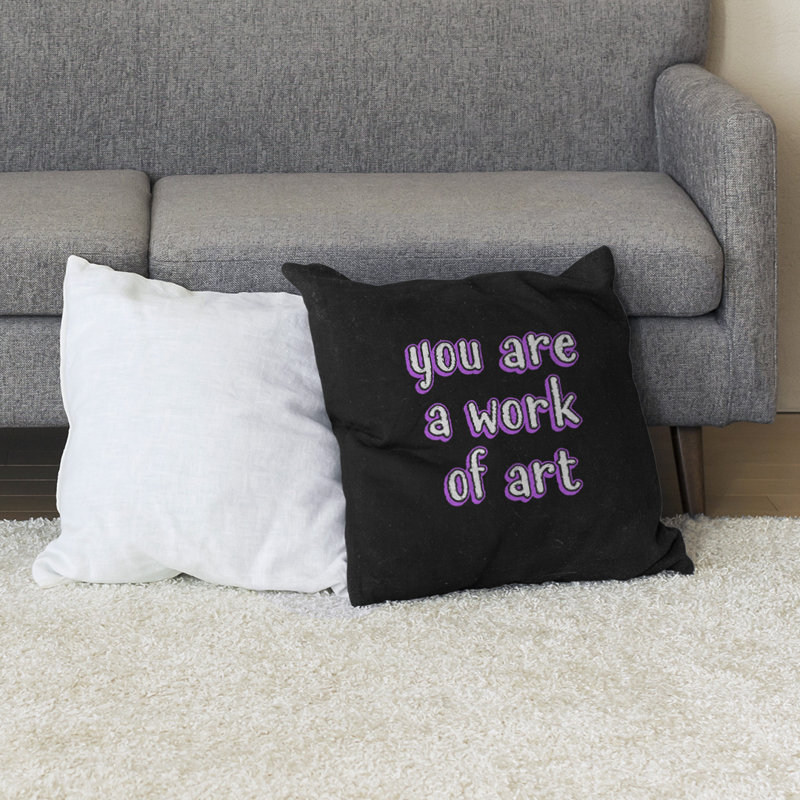 Coussin de sol œuvre d’art, H 28 po x l 28 po, Violet