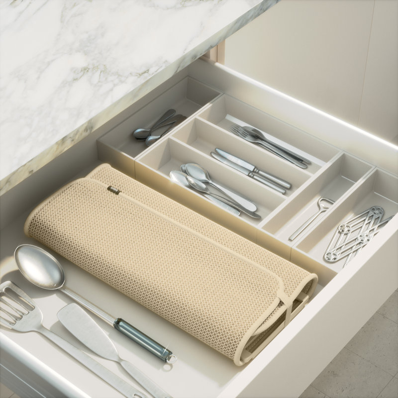 Foldable Linen Plastic Dish Drying Rack with Utensil Cup