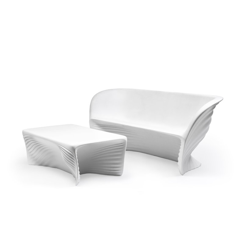 Biophilia 74.75" Wide Patio Sofa, Plastic Basic White