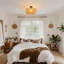 Rattan Lantern 40CM Natural Farmhouse Style Flush Mount Ceiling Light