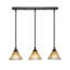 3 Light Stem Hung Linear Pendalier Shown With 7" Teal Crystal Glass-71758154-71758155-118372362