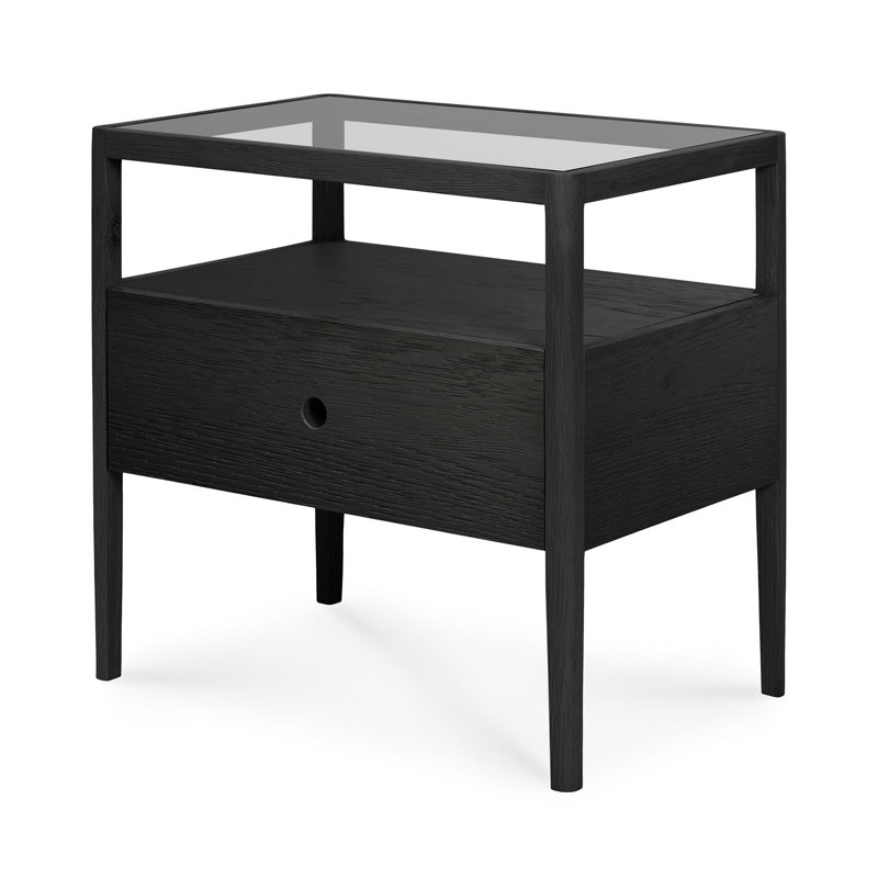 Spindle 1 - Drawer Solid Wood Nightstand, Black