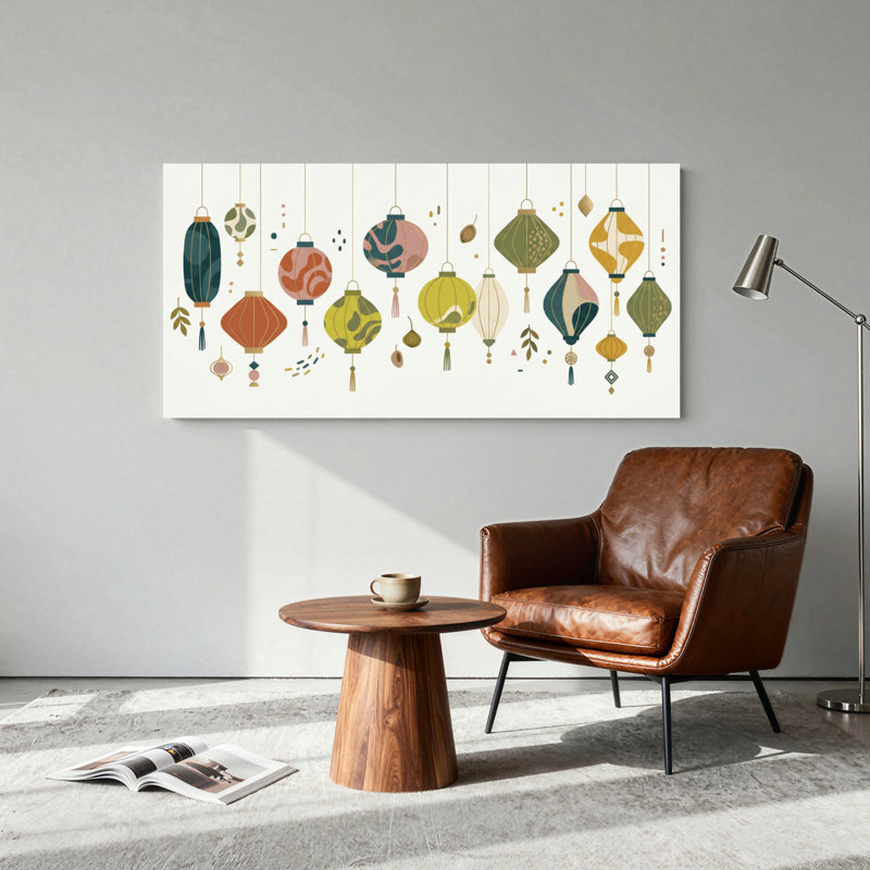Ensemble de 1 lanterne suspendue sur toile, 58“W x 28”H, Wrapped Canvas