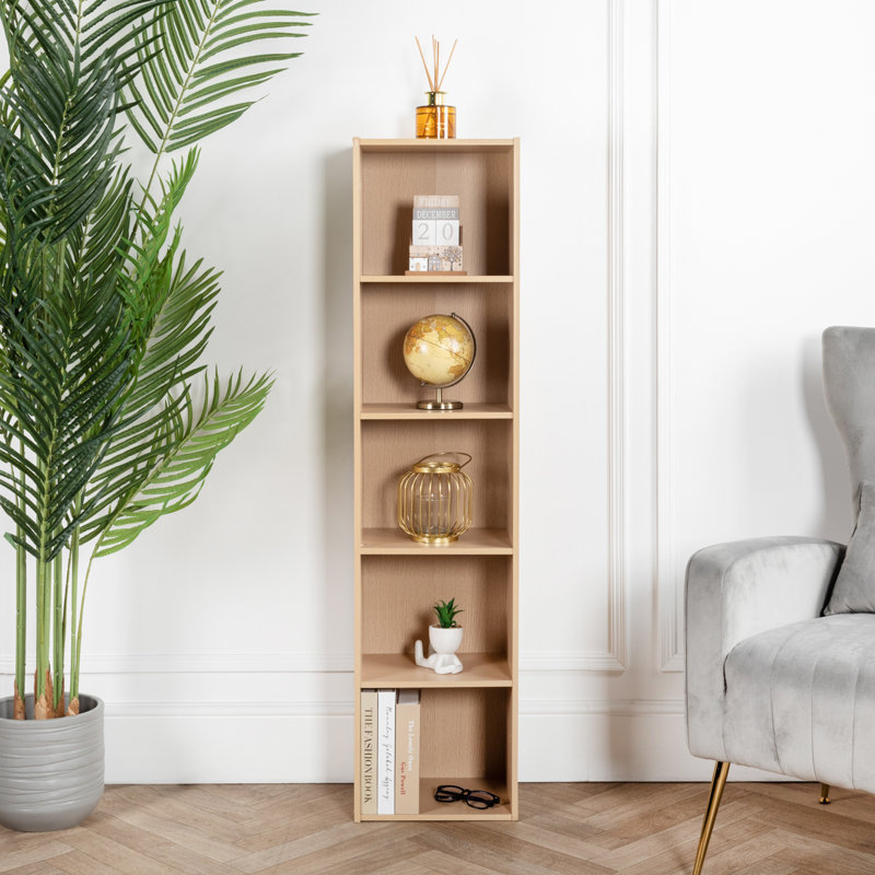 Eloah 132cm H x 32cm W Solid Wood Standard Bookcase, Brown, 32cm x 132cm x 24cm