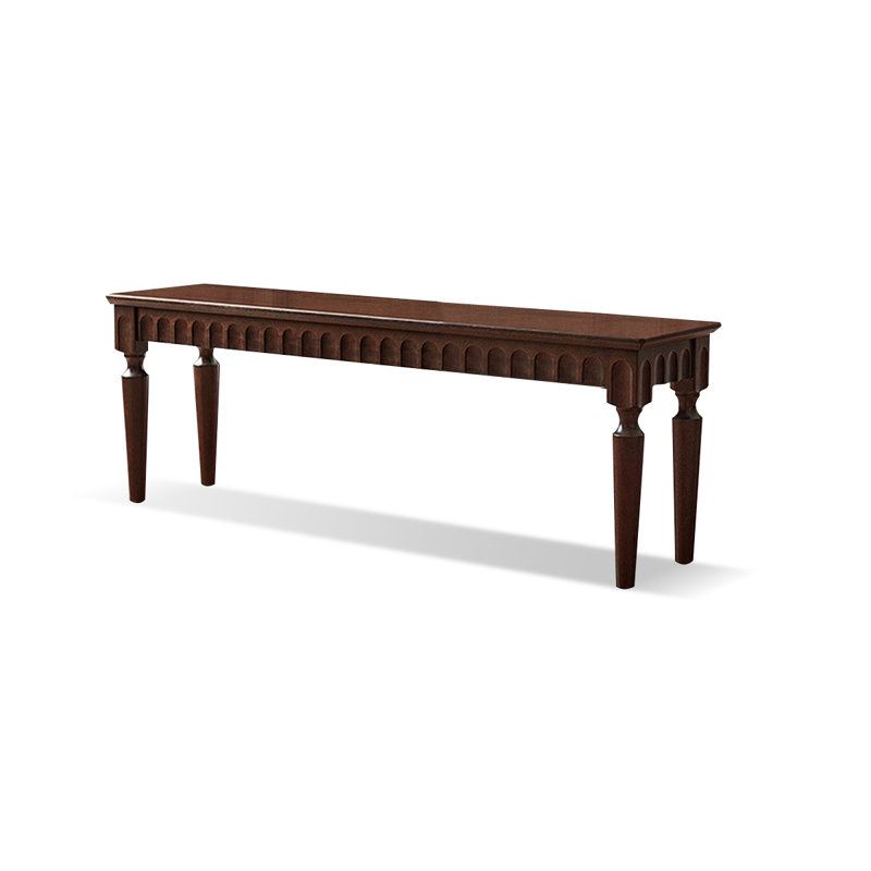 Brown Solid Wood Bench, 17.72" H x 62.99" W x 12.60" D
