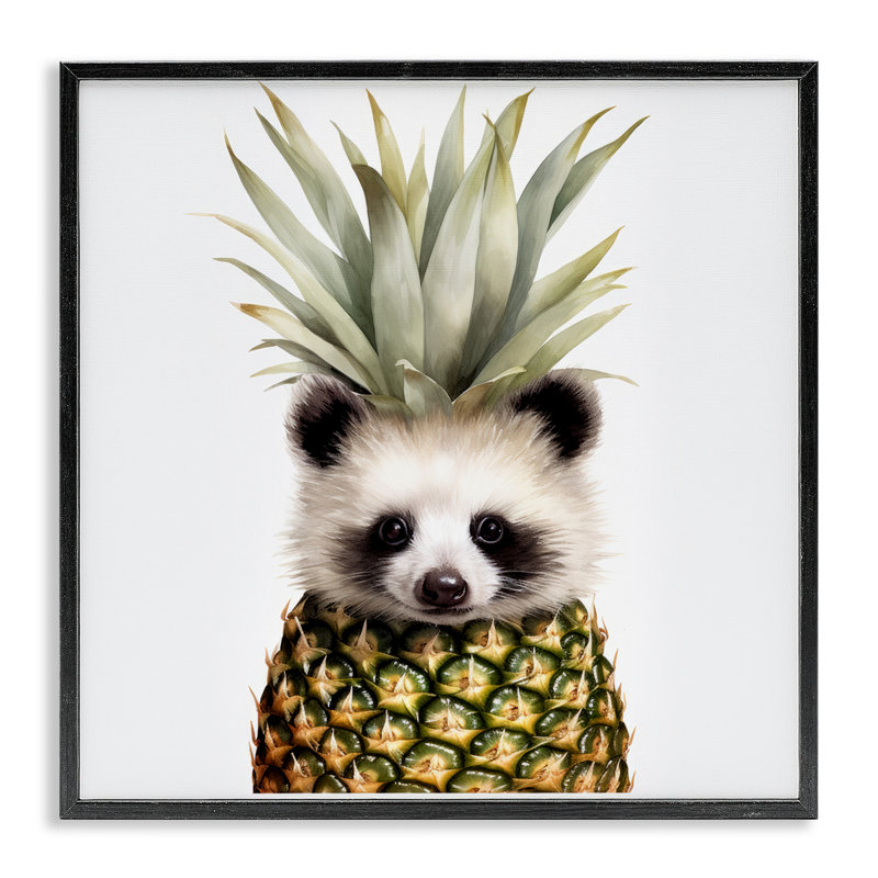 Giclée d'ananas encadrée, design par Lazar Studio, 12 x 12, Giclée noire de minuit encadrée