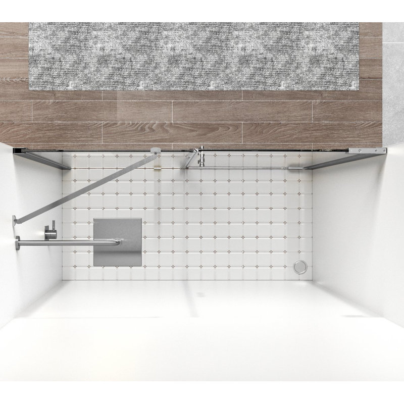 Porte de douche pivotante sans cadre l 58,5 "x H 72", Nickel