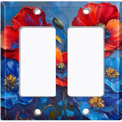 Couvercle de plaque d'interrupteur en métal; Fauteuil à bascule GFI de taille 2 US - image imprimée d'art coquelicot