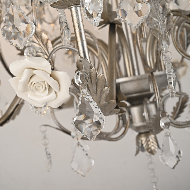 Lustre en cristal de luxe style bougie à 8 lumières Ree