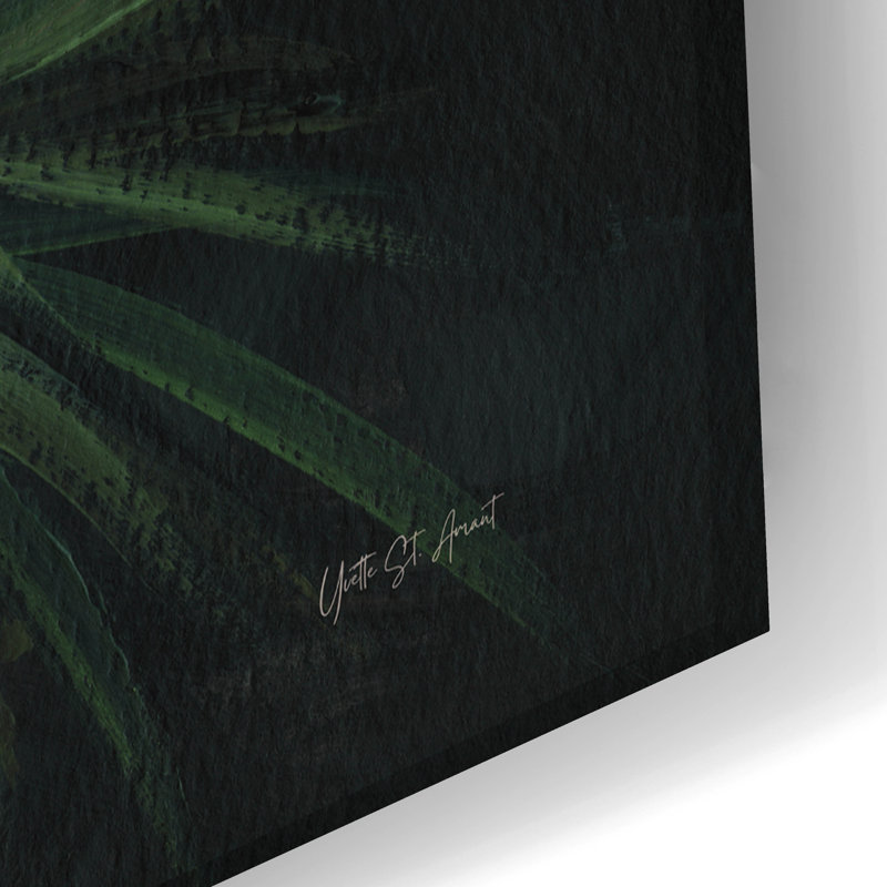 Art mural en verre «Moody Golden Florals» par Yvette St. Amant, H 16 po x l 24 po x P 0,2 po