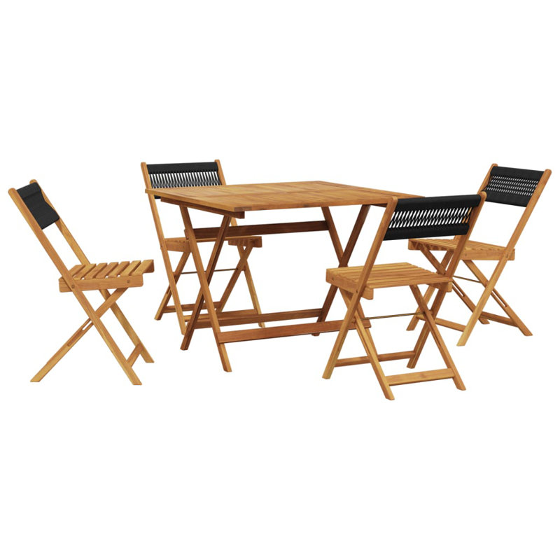 4 - Person Acacia Wood Patio Dining Set with Square Table, Black
