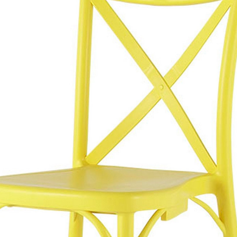 Ensemble de deux chaises de salle à manger d'extérieur en plastique robuste jaune