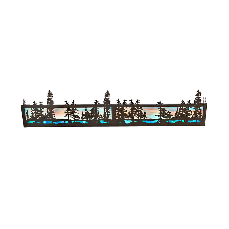 Rustic Lodge 4 - Light Bath Bar, 7" H x 36" W x 7" D, Blue/Green/Purple, Timeless Bronze