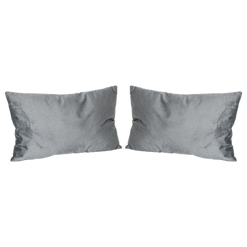 Rectangular Lumbar Cushion with Filling, Grey