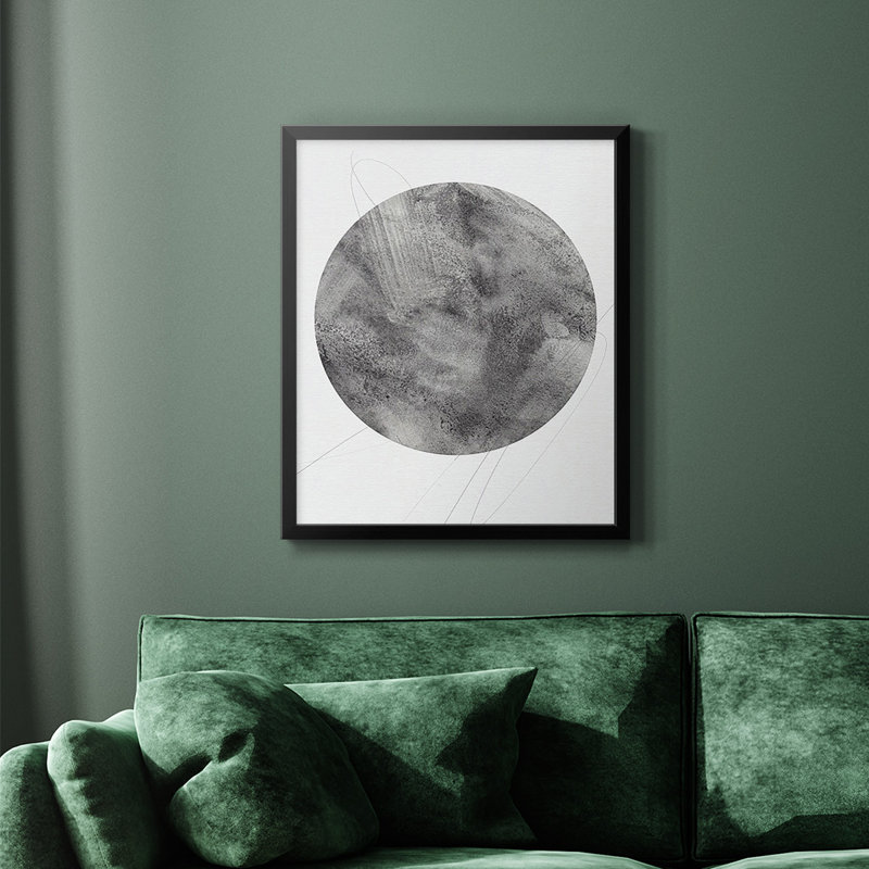 Graphite lune II, toile encadrée de qualité supérieure - prête à être accrochée