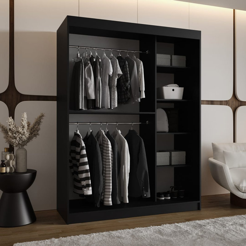 Sylina 2 Door Manufactured Wood Wardrobe, Black