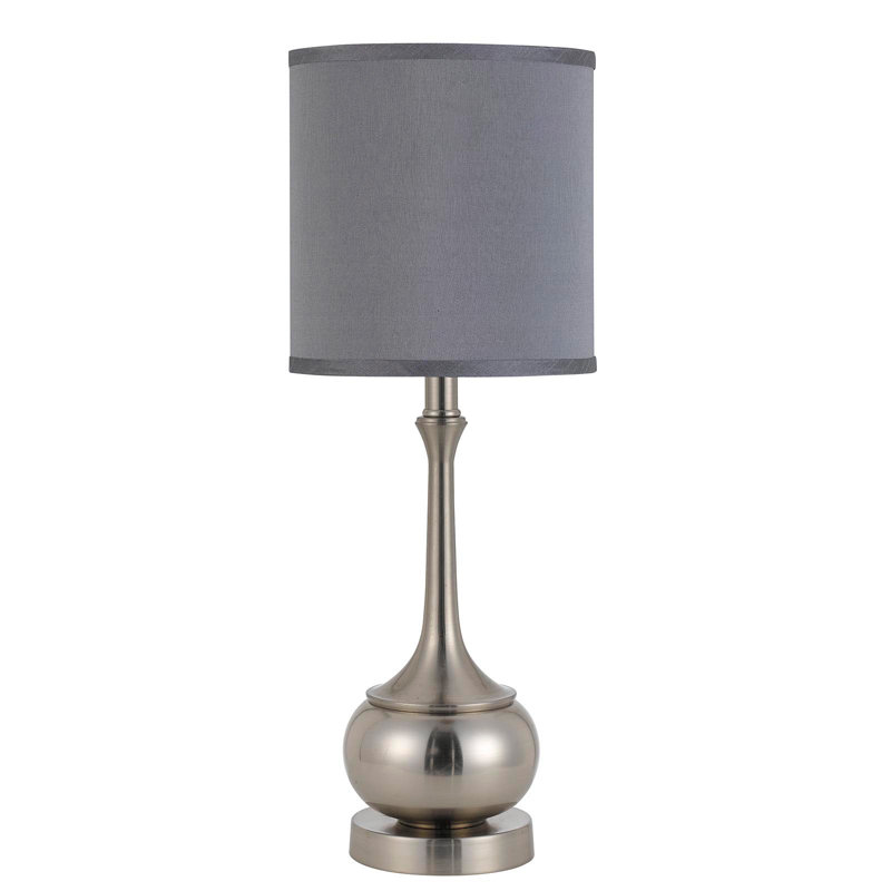 Gessner 24.5" Silver Nickel Table Lamp with Gray Drum Shade