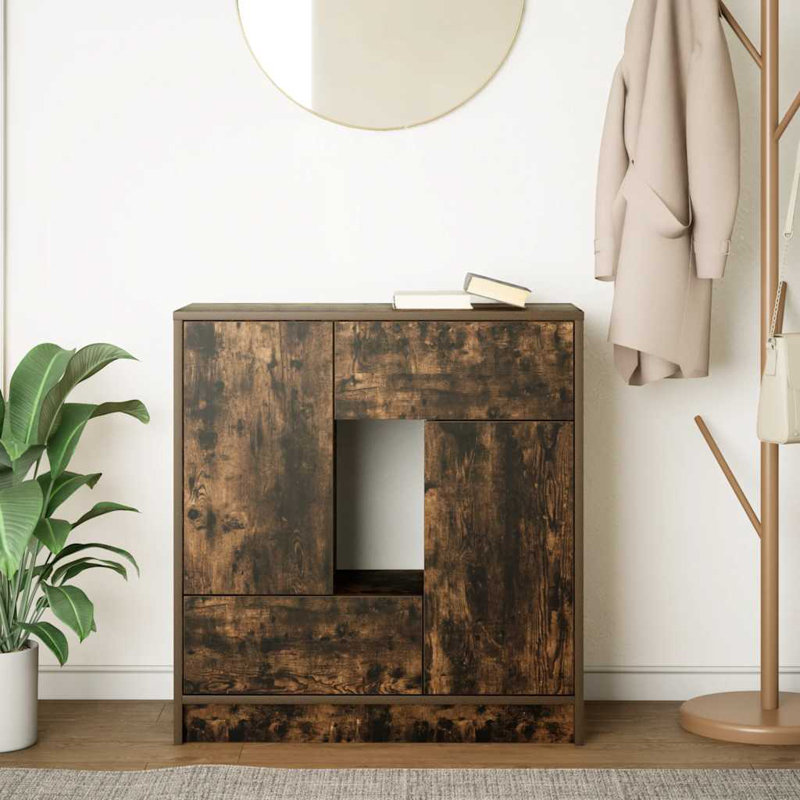 Sideboard With Drawers And Doors 70.5X34x74.5 Cm, Smoked Oak