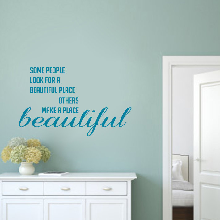 Text & Numbers Non-Wall Damaging Wall Decal, Teal
