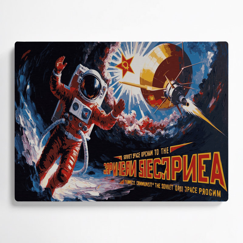 "Space", "Space programme", "Propagande", art mural en métal mauve, H 11 po x l 14 po