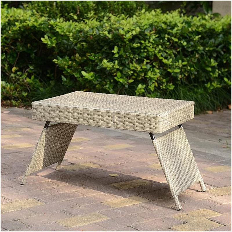 Table portative pliante en osier, gris