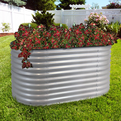 Lemark Oval Steel Stackable Raised Garden Bed - Silver - 63"