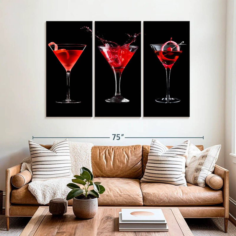 Maraschino cerise cocktail 3 pièces, H 42 po x l 65 po
