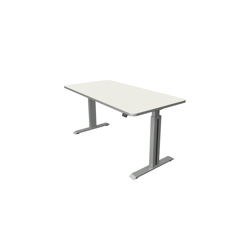 Pixa Adjustable Metal Base Standing Desk, White, 74-123cm H x 160cm W x 80cm D