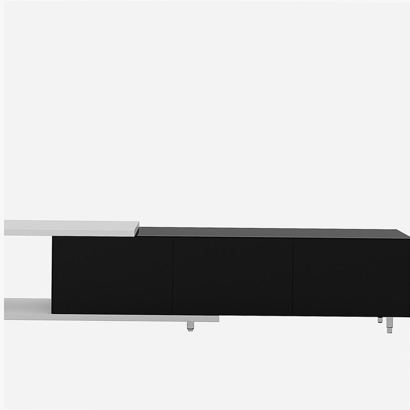 Meuble télé moderne et élégant pour téléviseurs de plus de 80 pouces, blanc et noir, Noir