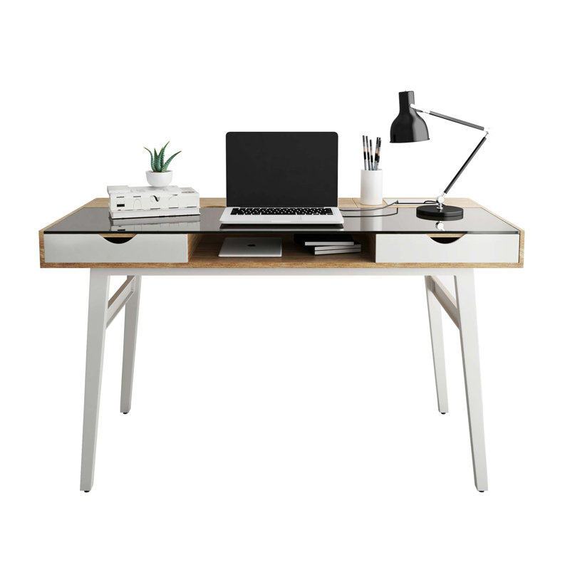 Bureau d'ordinateur compact avec rangement multiple