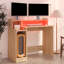 Bureau d'ordinateur de bureau à domicile avec lumières DEL et bois d'ingénierie-338144160