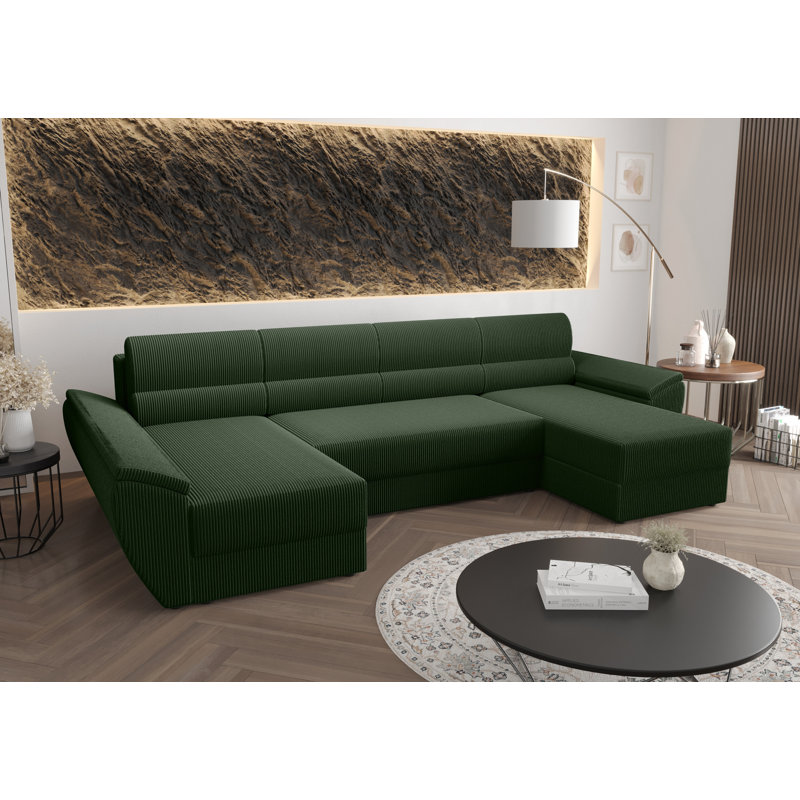 Blader 5 Seater Corner Sofa , Green - Poso14