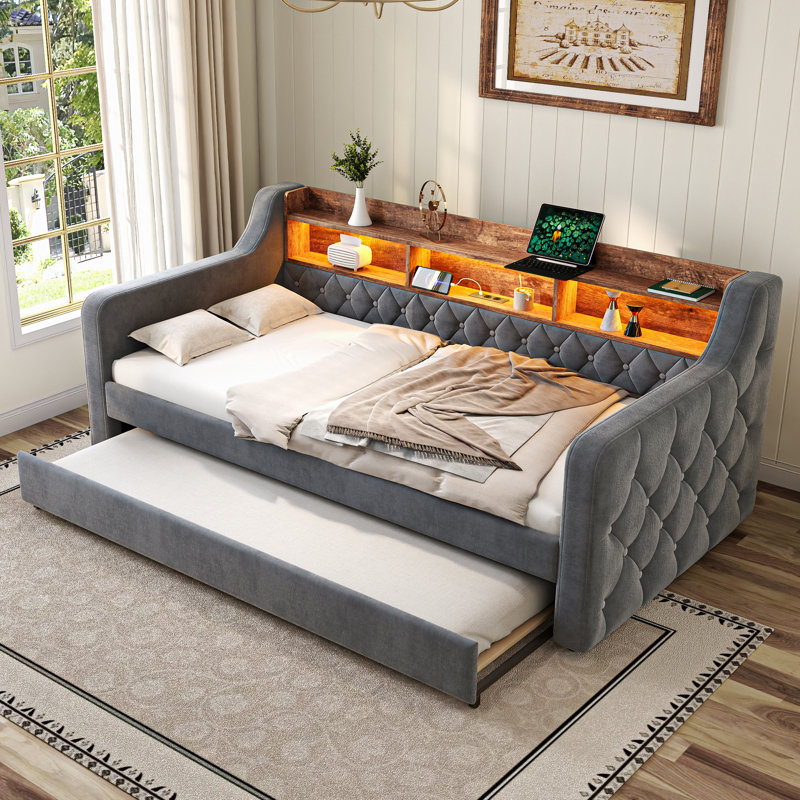 Daybed with Trundle, Grey