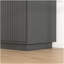 Meuble télé noir à 4 portes cannelées avec prise de courant, centre de divertissement Wave sans poignée, armoire de rangement à panneau de particules réglable à 3 niveaux, console multimédia multifonctionnelle et buffet-366022350