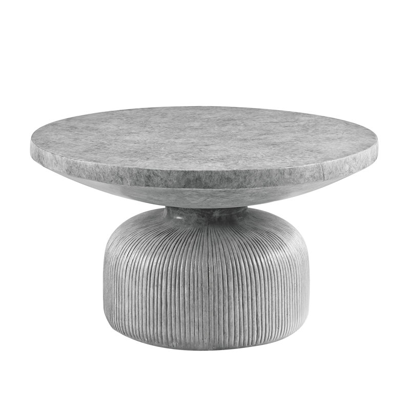 Table basse Creative Cement avec couvercle rond gris vieilli et plateau de table confortable