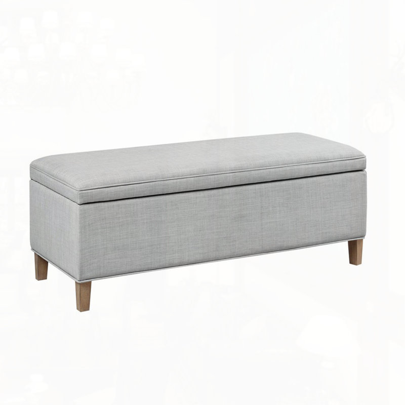 Rectangular Soft Close Storage Bench, Light Gray