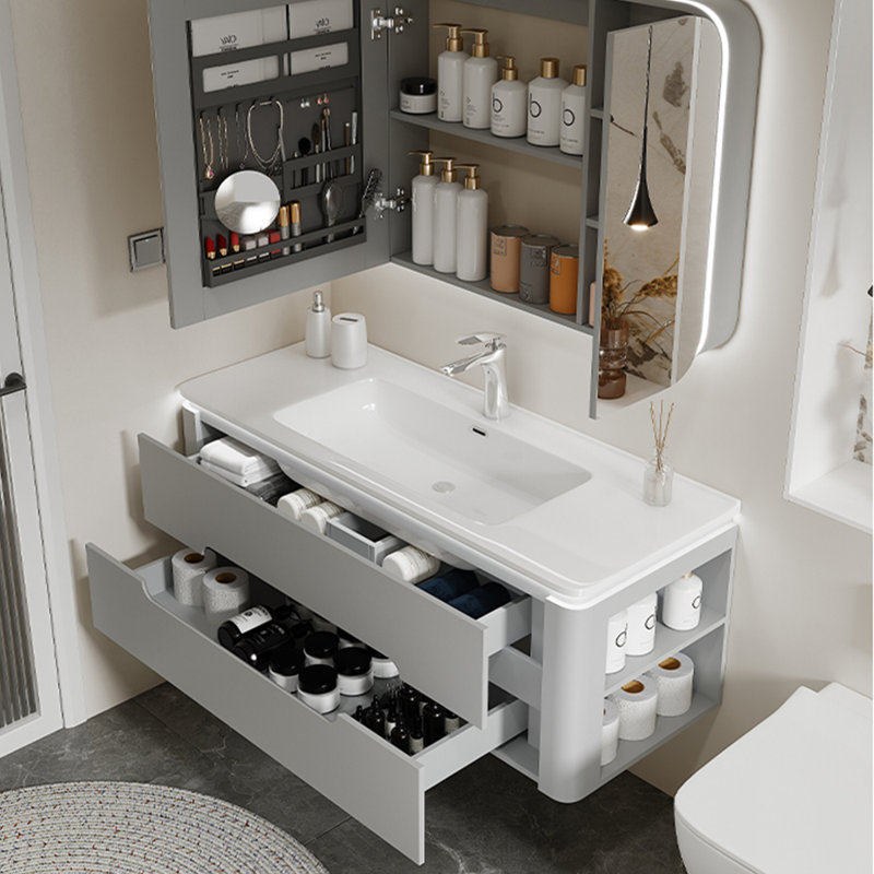 Armoire de salle de bain luxueuse gris clair