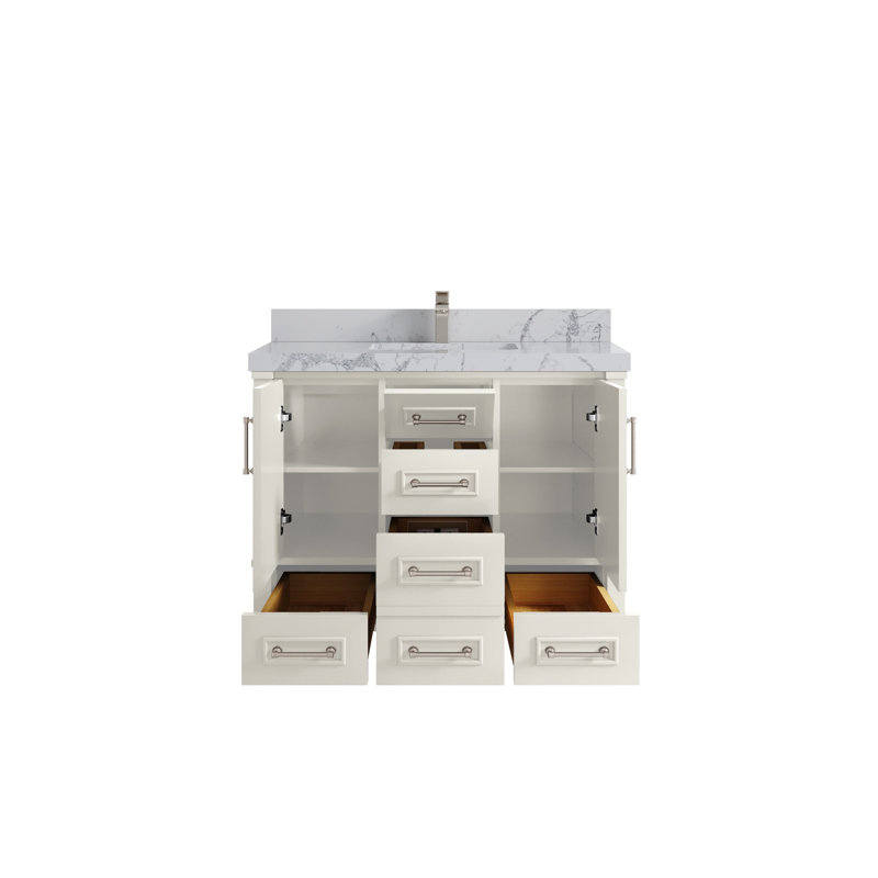 Aberdeen 42 " W Freestanding Standard Free Standing 1 Single Vanity Bathroom Vanity With Quartz Top