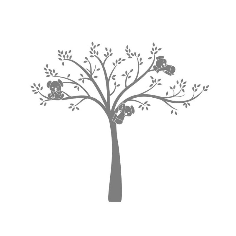Décalcomanie murale monochrome modern Koala Cuteness, Gris moyen
