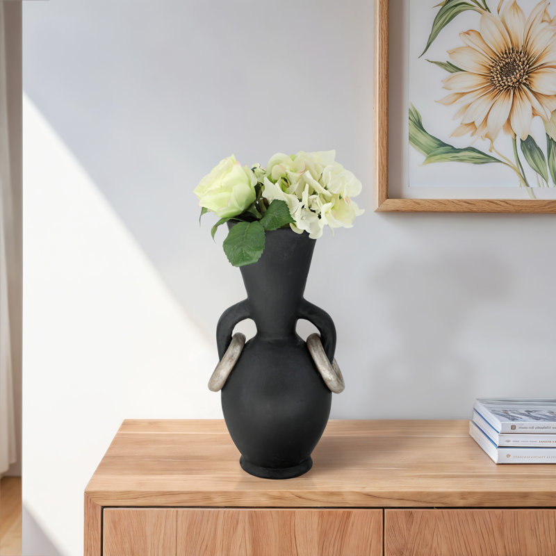 Oyler Black Omix Vase, 14'' H X 7'' W X 6'' D