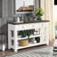 Console en bois de pin massif 48 po, table d'appoint moderne avec 3 tiroirs de rangement et 2 tablettes. Facile à assembler (blanc antique + plateau brun) (ancien SKU: W120246668)-459275153-459275155