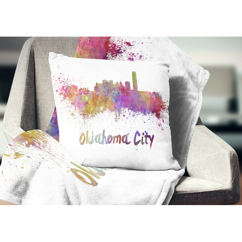 Coussin Oklahoma Skyline - Cityscape, 16 po x 1 po, Carré