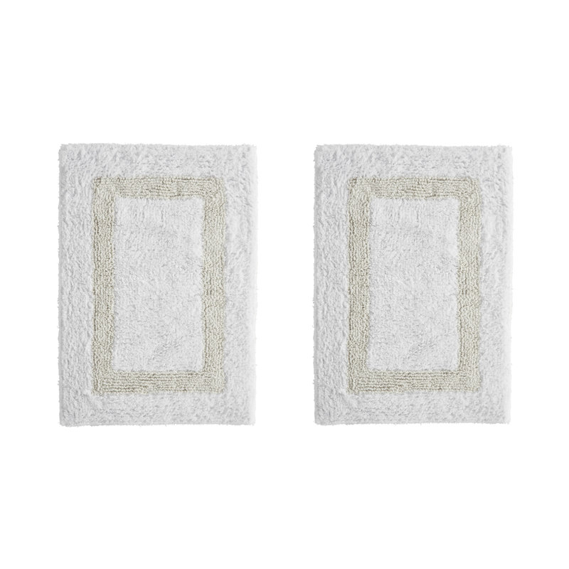 Ensemble de tapis pour salle de bain 2 pièces 100% coton 2370 g / m² Broshouse, tapis de salle de bain touffeté ultra moelleux, super absorbant certifié OEKO-TEX®, réversible, lavable à la machine, confort semblable au spa, blanc / ivoire
