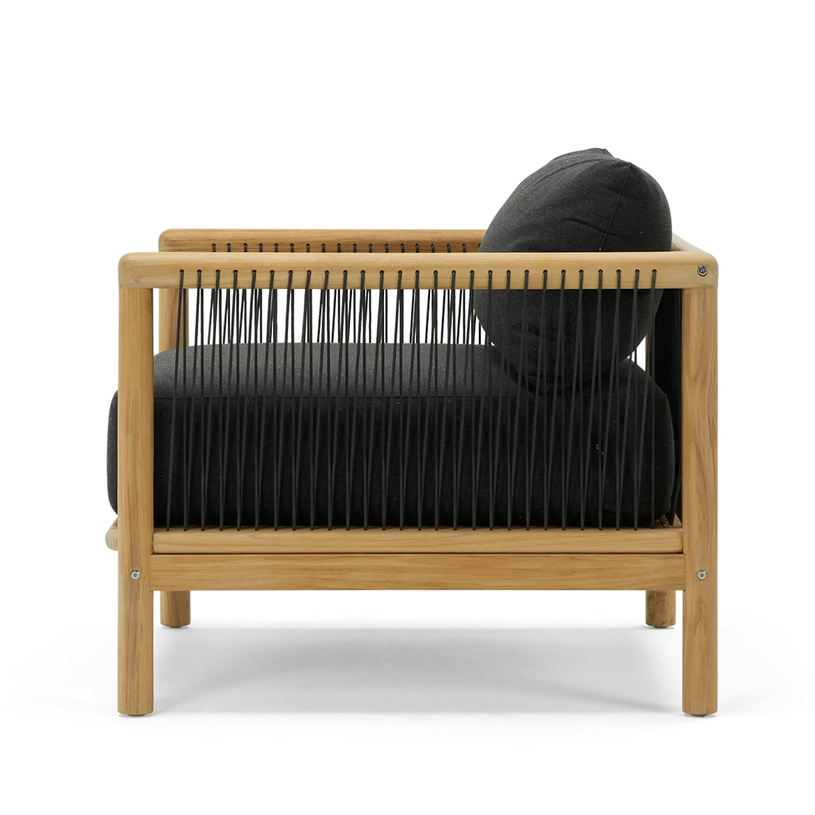 Reel Collection Teak Outdoor Lounge Chair , Sunbrella® Cushions Included, Sunbrella Heritage Char