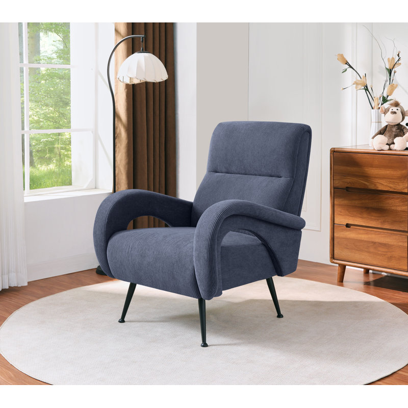 Fauteuil décoratif en velours côtelé Olie, Marine