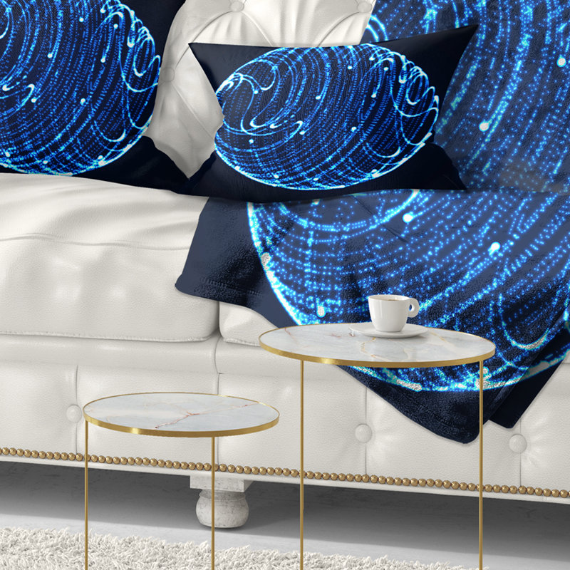 Blue Glowing Particles - coussin imprimé abstrait