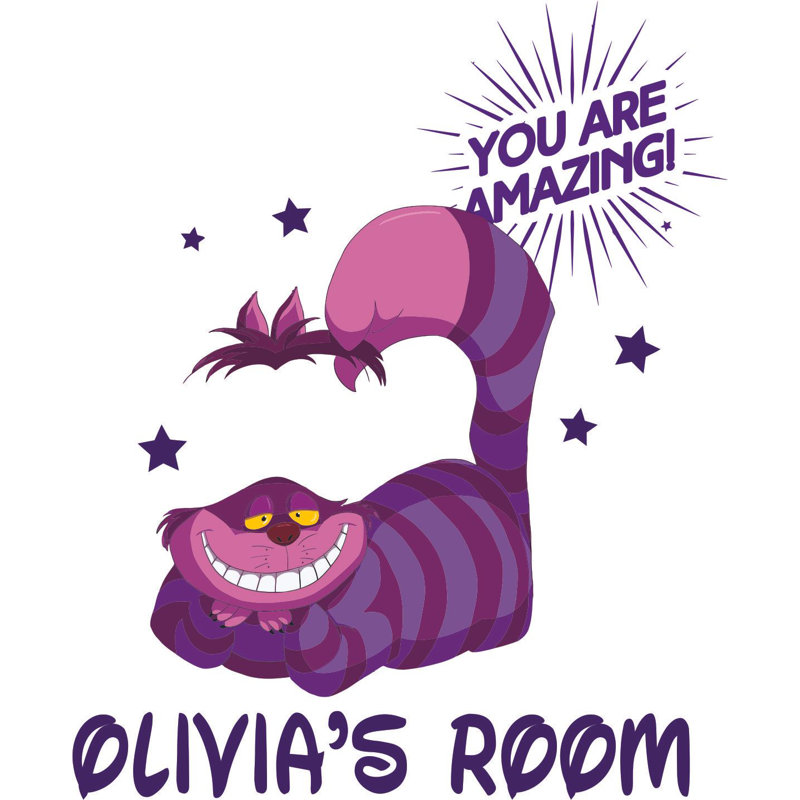 Autocollant mural Cheshire Cat Alice, H 20 po x l 18 po