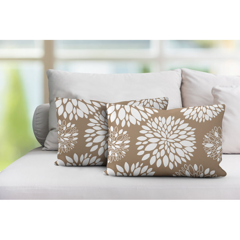 Coussin lombaire intérieur / extérieur à motif floral Fiesta, Beige